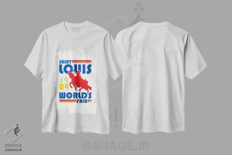 تیشرت سفید طرح دار نمایشگاه جهانی سنت لوئیس، هنر دیجیتال اثر پرینت های بنتون پارک | immage.ir
