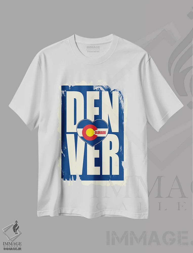 تیشرت سفید طرح دار قلب تایپوگرافی دنور، هنر دیجیتال اثر پرینت های بنتون پارک | immage.ir