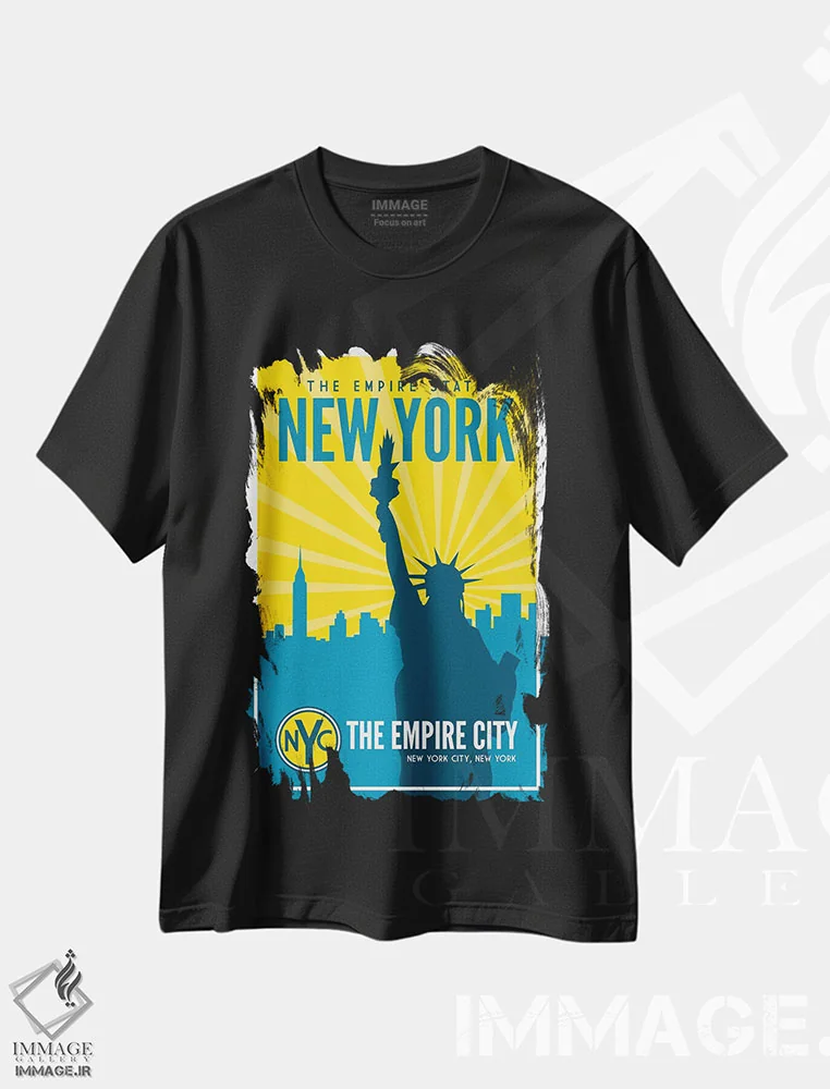 تیشرت مشکی طرح دار ایالت امپایر نیویورک، هنر دیجیتال اثر پرینت های بنتون پارک | فروشگاه ایماژ