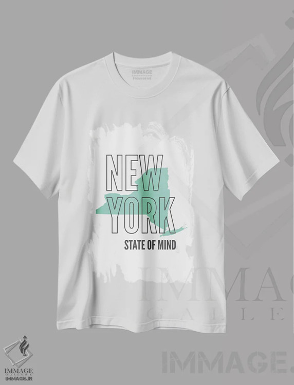 تیشرت سفید طرح دار حال و هوای نیویورک، تزئینی اثر پرینت های بنتون پارک | فروشگاه ایماژ