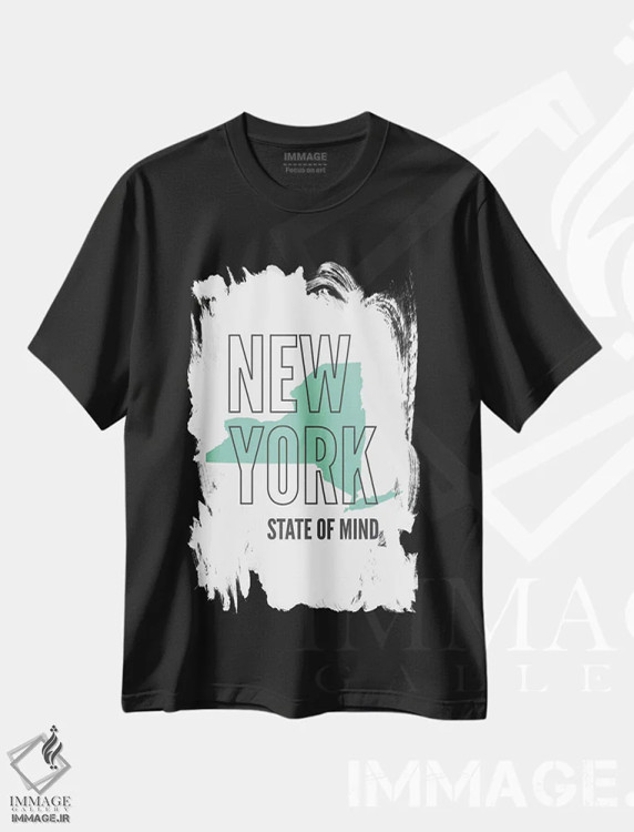 تیشرت مشکی طرح دار حال و هوای نیویورک، تزئینی اثر پرینت های بنتون پارک | immage.ir
