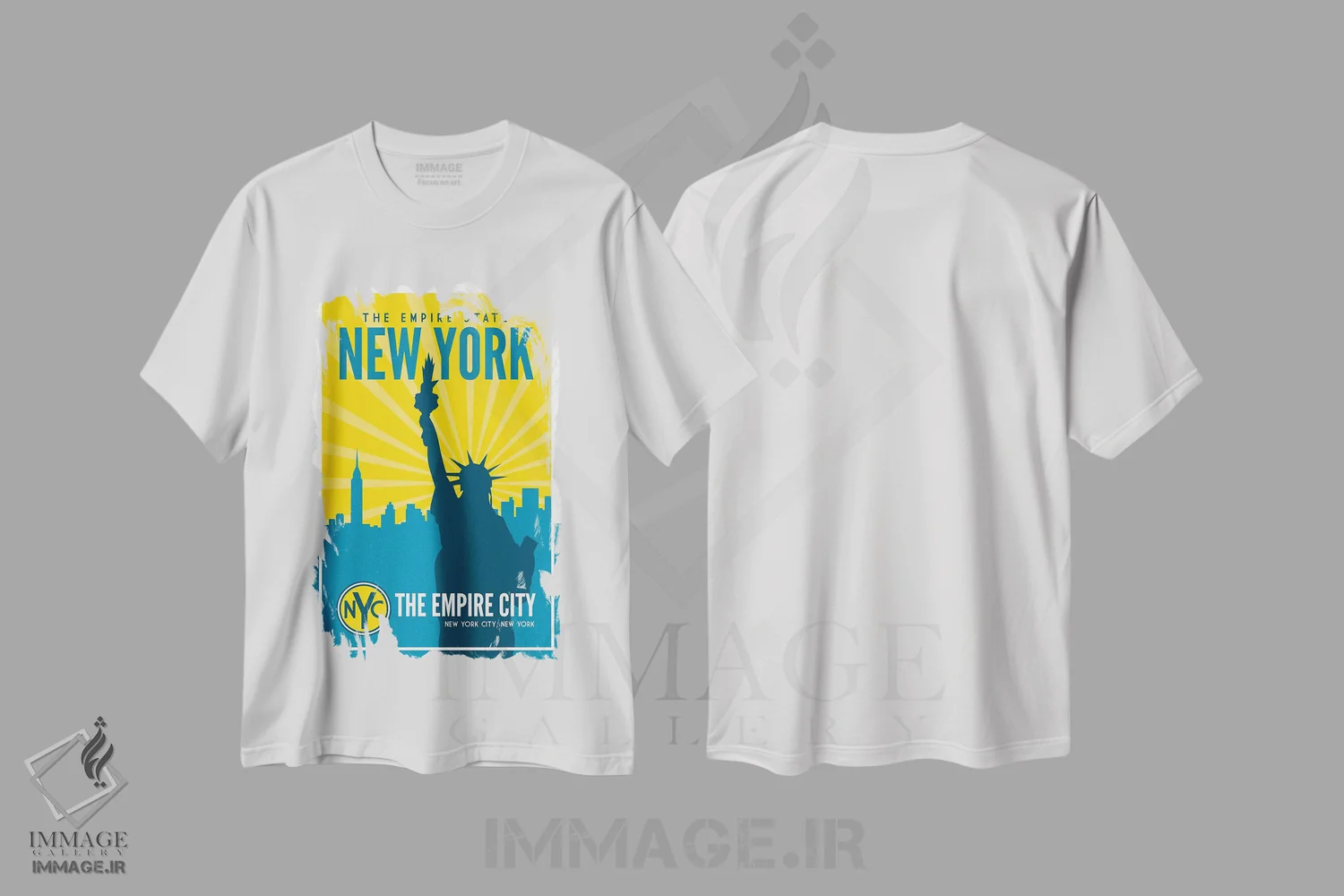 تیشرت سفید طرح دار ایالت امپایر نیویورک، هنر دیجیتال اثر پرینت های بنتون پارک | immage.ir