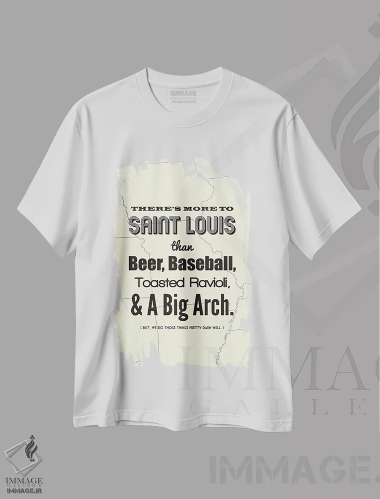 تیشرت سفید طرح دار سنت لوئیس فراتر از این هاست، هنر دیجیتال اثر پرینت های بنتون پارک | immage.ir
