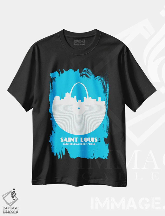 تیشرت مشکی طرح دار سنت لوئیس، تزئینی اثر پرینت های بنتون پارک | immage.ir