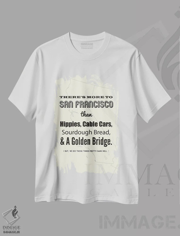 تیشرت سفید طرح دار سان فرانسیسکو فراتر از این هاست، هنر دیجیتال اثر پرینت های بنتون پارک | فروشگاه ایماژ