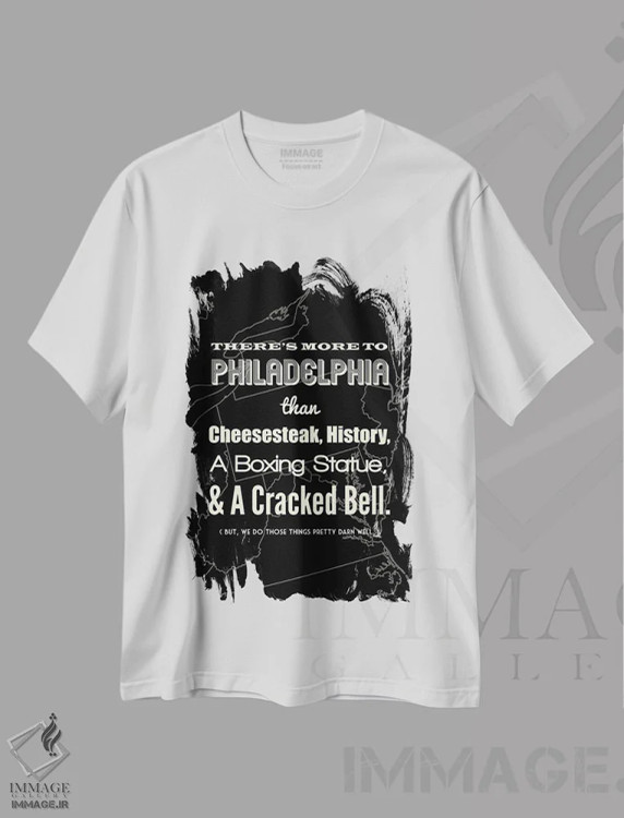 تیشرت سفید طرح دار فیلادلفیا فراتر از این هاست، هنر دیجیتال اثر پرینت های بنتون پارک | فروشگاه ایماژ