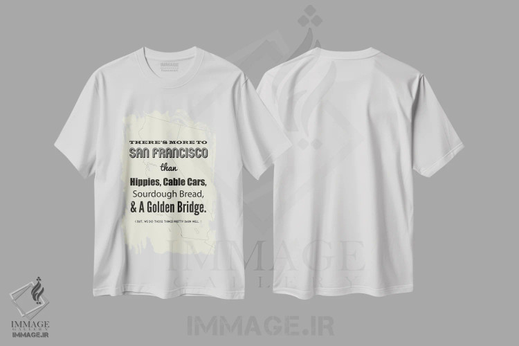 تیشرت سفید طرح دار سان فرانسیسکو فراتر از این هاست، هنر دیجیتال اثر پرینت های بنتون پارک | فروشگاه ایماژ