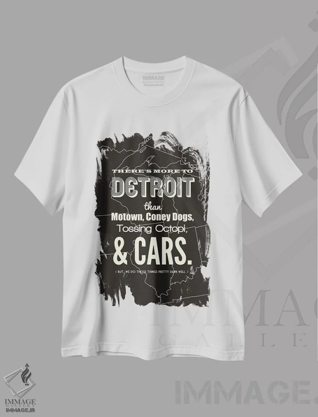 تیشرت سفید طرح دار دیترویت فراتر از این هاست، هنر دیجیتال اثر پرینت های بنتون پارک | فروشگاه ایماژ