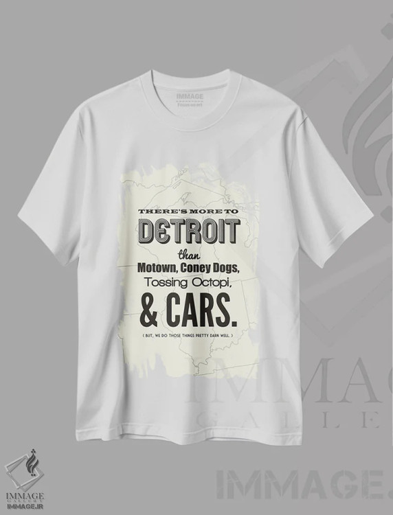 تیشرت سفید طرح دار دیترویت فراتر از این هاست، هنر دیجیتال اثر پرینت های بنتون پارک | immage.ir