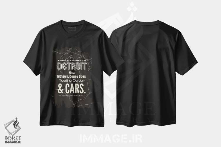 تیشرت مشکی طرح دار دیترویت فراتر از این هاست، هنر دیجیتال اثر پرینت های بنتون پارک | immage.ir