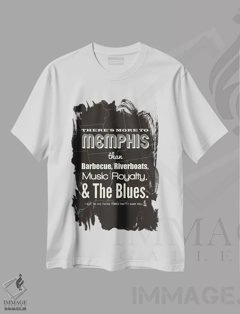 تیشرت سفید طرح دار ممفیس فراتر از این هاست، هنر دیجیتال اثر پرینت های بنتون پارک | فروشگاه ایماژ