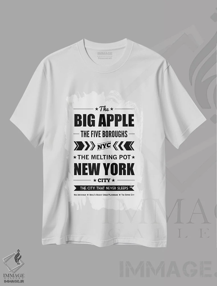 تیشرت سفید طرح دار سیب بزرگ، هنر دیجیتال سیاه و سفید اثر پرینت های بنتون پارک | immage.ir