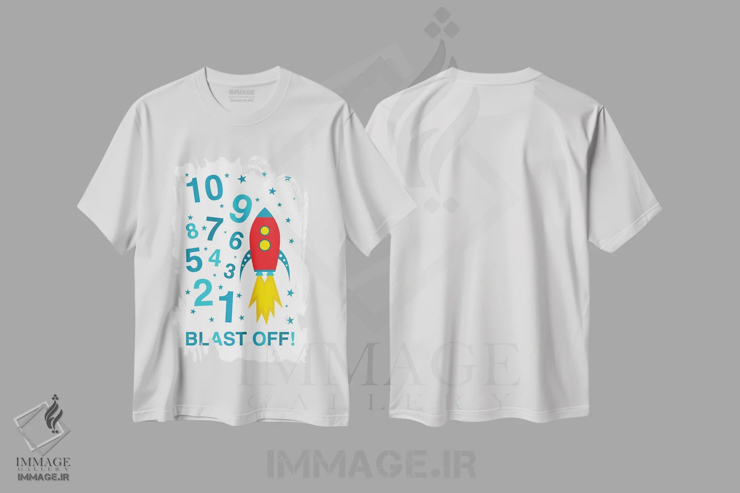 تیشرت سفید طرح دار شمارش معکوس پرتاب، هنر دیجیتال اثر پرینت های بنتون پارک | فروشگاه ایماژ