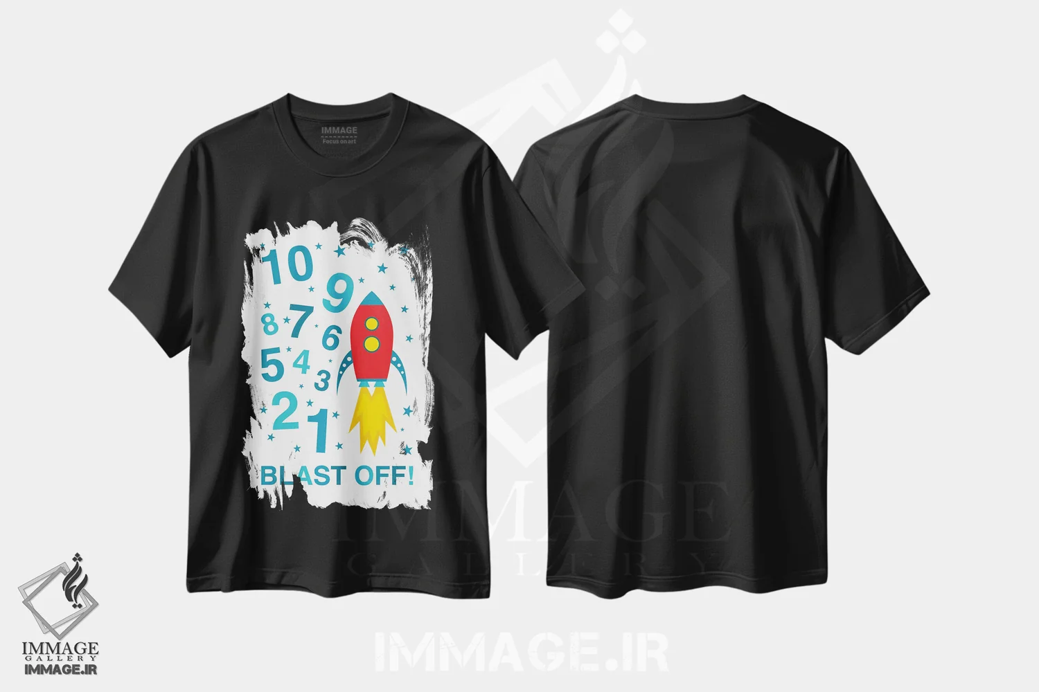 تیشرت مشکی طرح دار شمارش معکوس پرتاب، هنر دیجیتال اثر پرینت های بنتون پارک | immage.ir