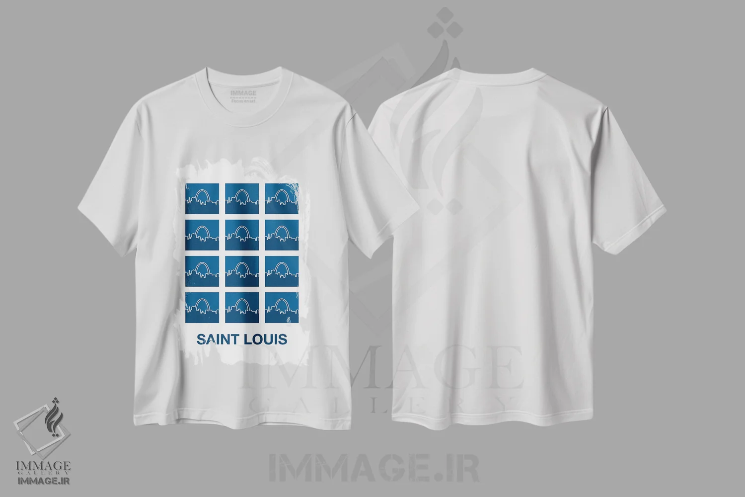 تیشرت سفید طرح دار طاق های سنت لوئیس، هنر دیجیتال اثر پرینت های بنتون پارک | immage.ir
