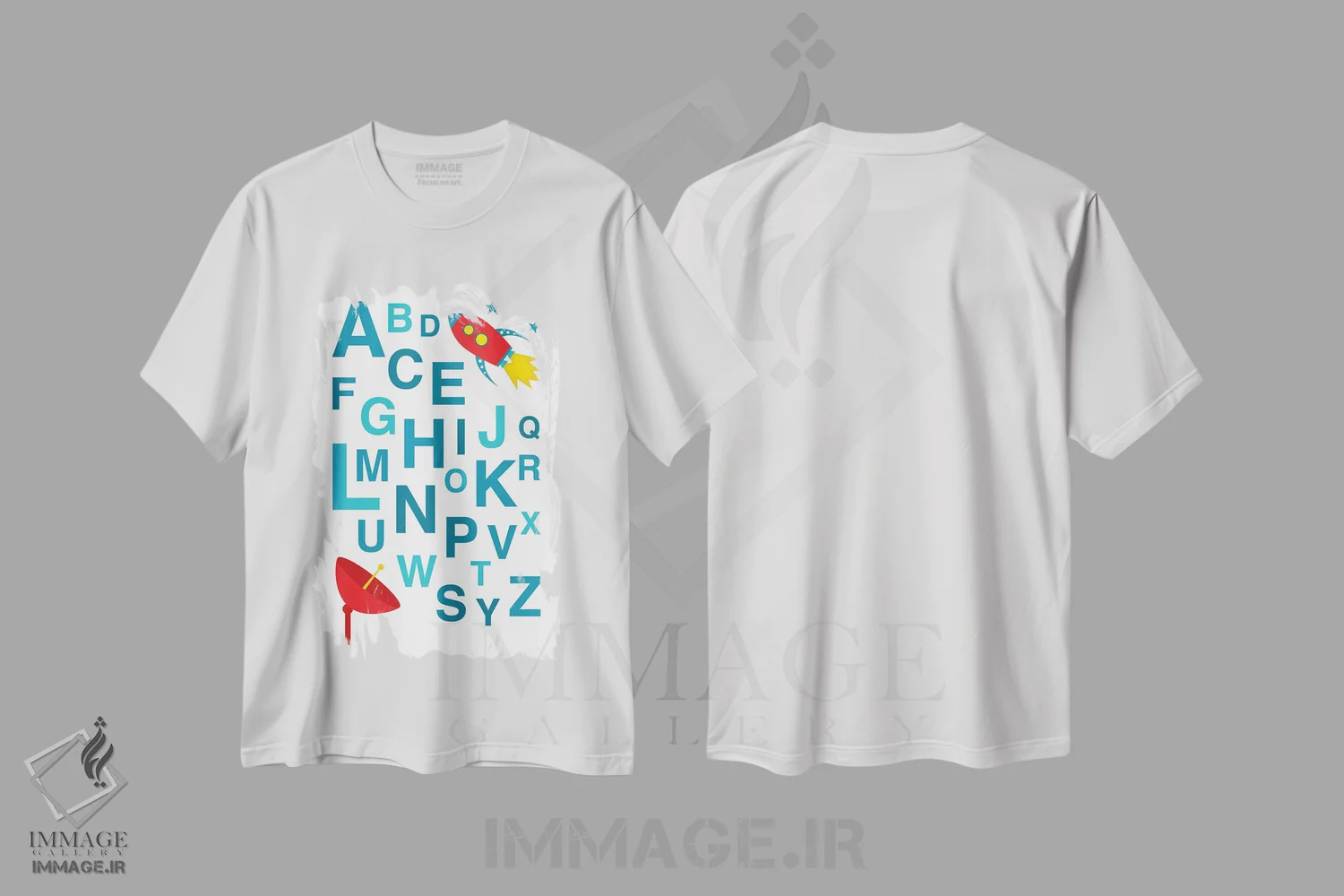 تیشرت سفید طرح دار موشک الفبا، هنر دیجیتال اثر پرینت های بنتون پارک | immage.ir