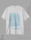 تیشرت سفید طرح دار خط افق کلیولند، تزئینی اثر پرینت های بنتون پارک | immage.ir