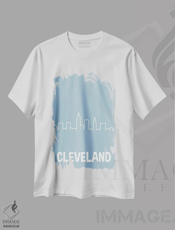 تیشرت سفید طرح دار خط افق کلیولند، تزئینی اثر پرینت های بنتون پارک | immage.ir