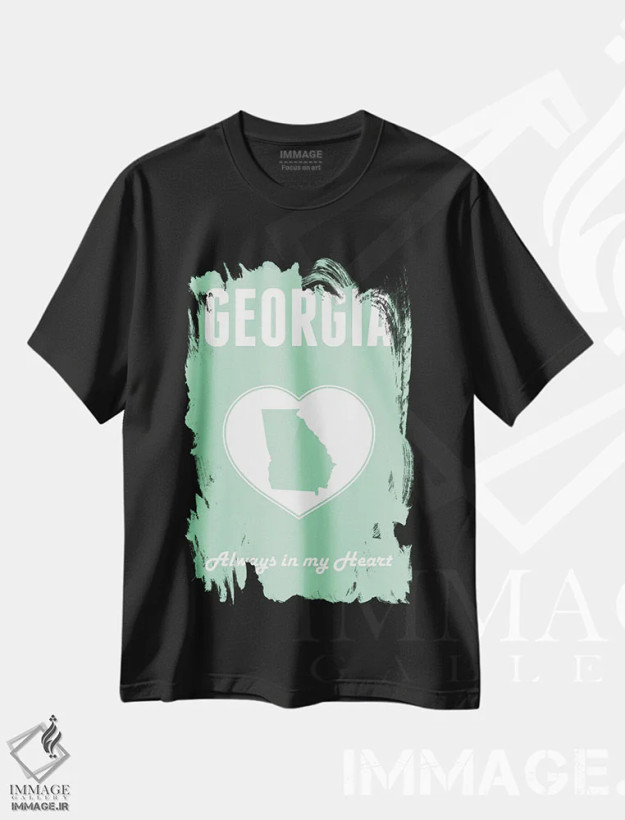 تیشرت مشکی طرح دار جورجیا، هنر دیجیتال اثر پرینت های بنتون پارک | فروشگاه ایماژ