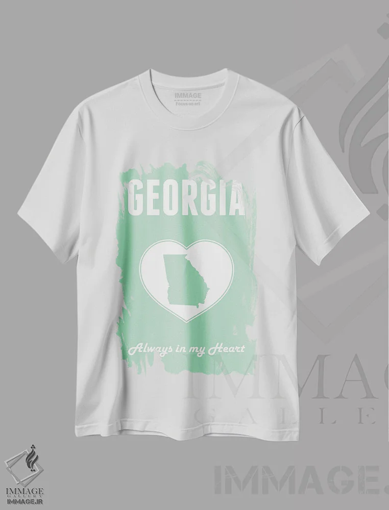 تیشرت سفید طرح دار جورجیا، هنر دیجیتال اثر پرینت های بنتون پارک | immage.ir