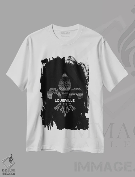 تیشرت سفید طرح دار لوییویل، هنر دیجیتال اثر پرینت های بنتون پارک | immage.ir