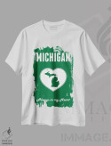 تیشرت سفید طرح دار میشیگان، هنر دیجیتال اثر پرینت های بنتون پارک | فروشگاه ایماژ