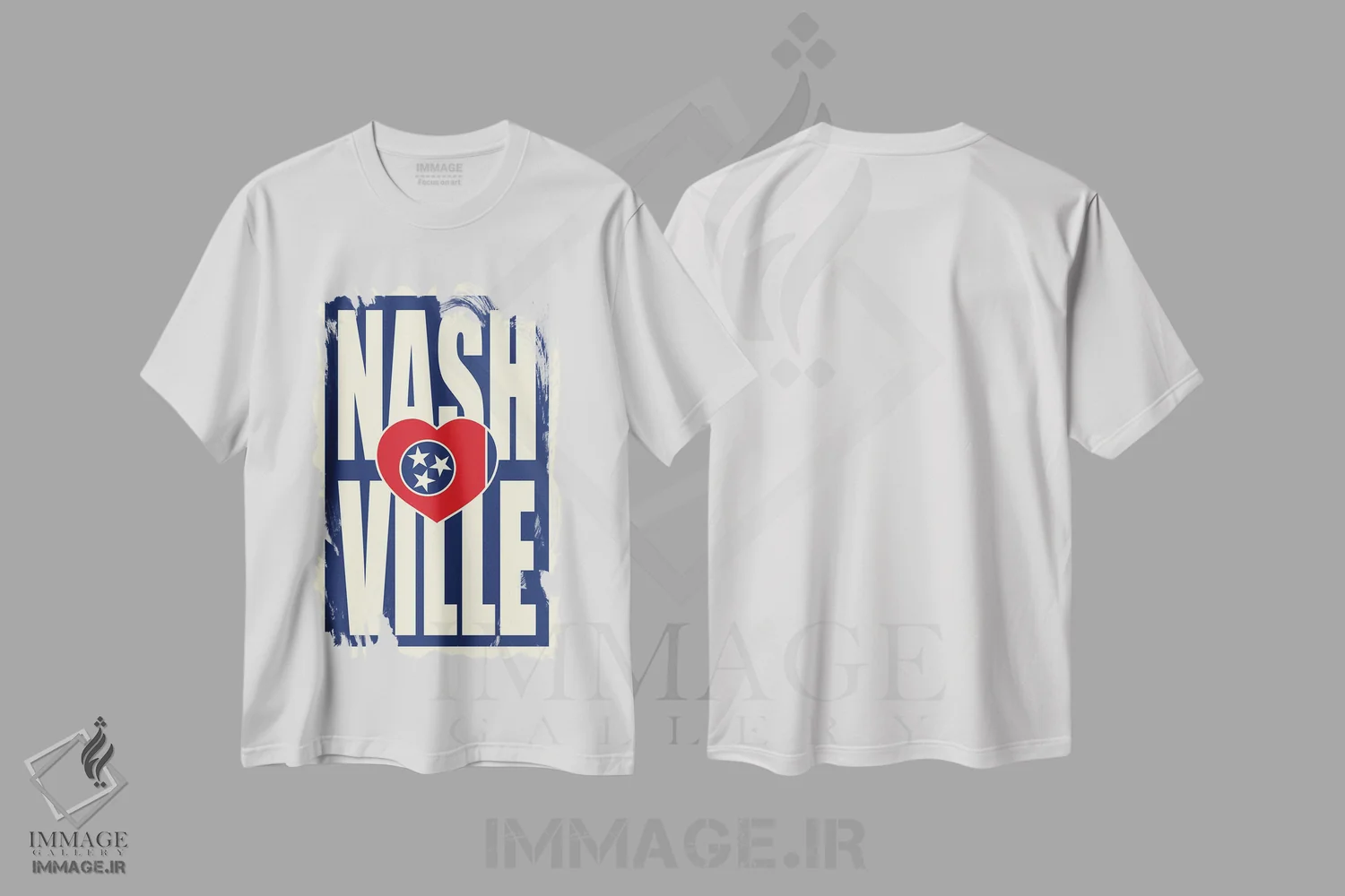 تیشرت سفید طرح دار قلب تایپوگرافی نشویل، هنر دیجیتال اثر پرینت های بنتون پارک | immage.ir