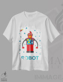 تیشرت سفید طرح دار موشک رباتی، هنر دیجیتال اثر پرینت های بنتون پارک | فروشگاه ایماژ