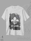 تیشرت سفید طرح دار سنت لوئیس با نماد فلور-د-لیس، هنر دیجیتال اثر پرینت های بنتون پارک | فروشگاه ایماژ