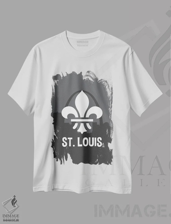 تیشرت سفید طرح دار سنت لوئیس با نماد فلور-د-لیس، هنر دیجیتال اثر پرینت های بنتون پارک | فروشگاه ایماژ
