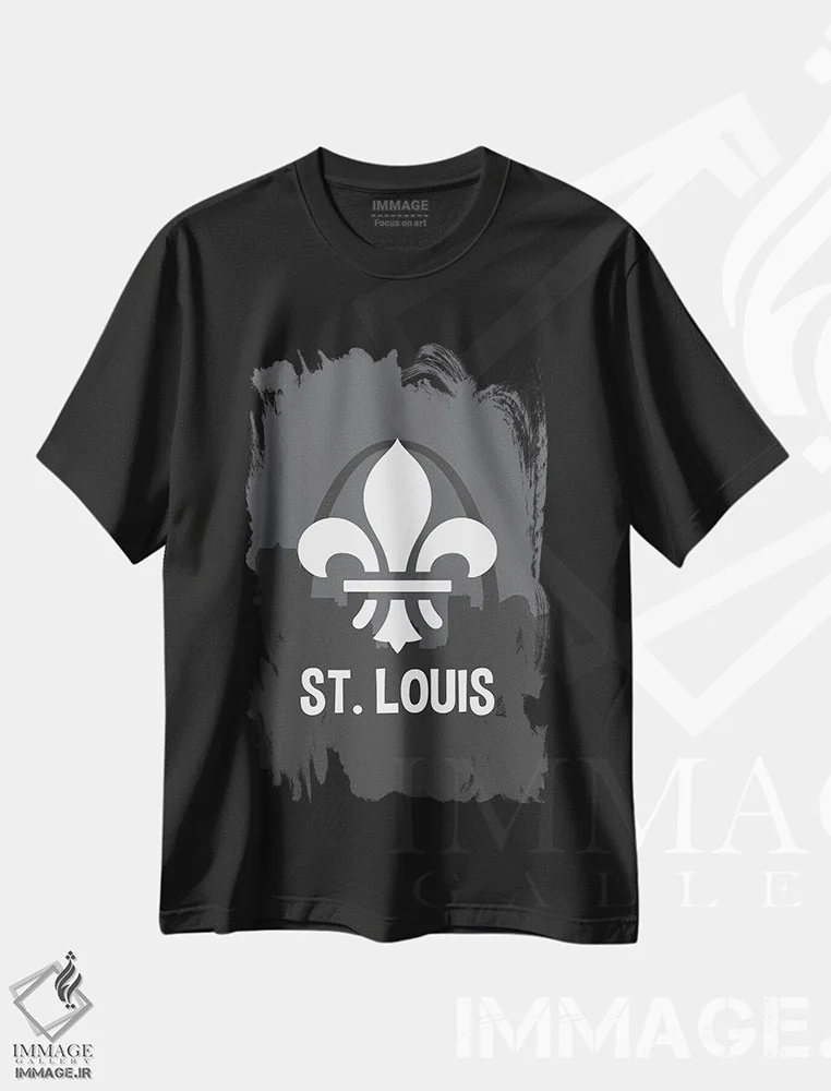 تیشرت مشکی طرح دار سنت لوئیس با نماد فلور-د-لیس، هنر دیجیتال اثر پرینت های بنتون پارک | immage.ir