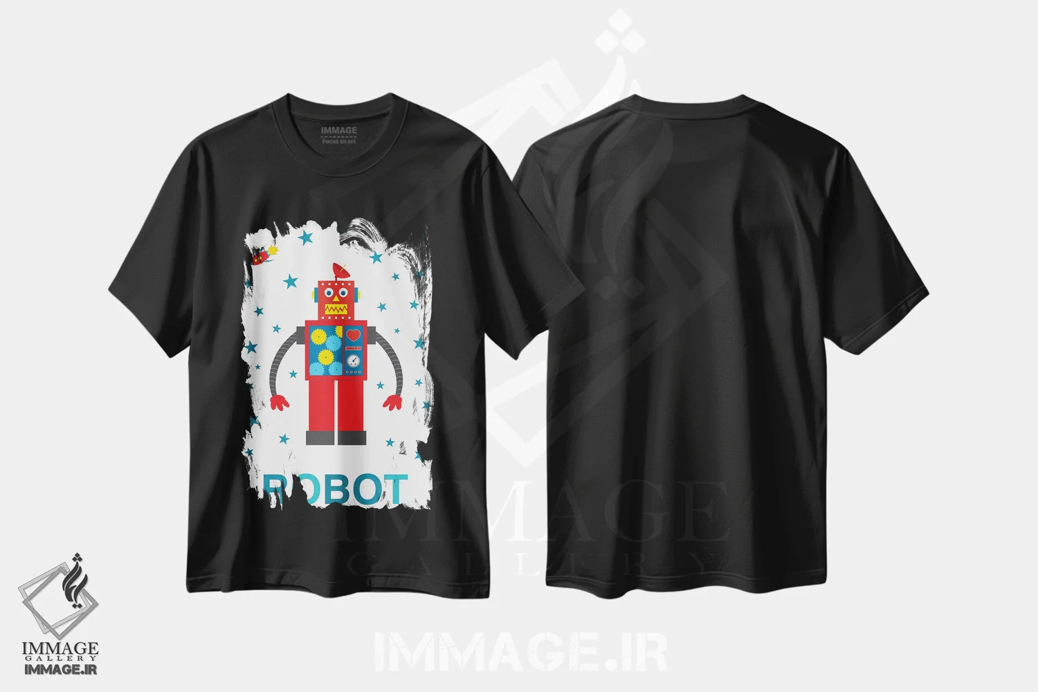 تیشرت مشکی طرح دار موشک رباتی، هنر دیجیتال اثر پرینت های بنتون پارک | immage.ir