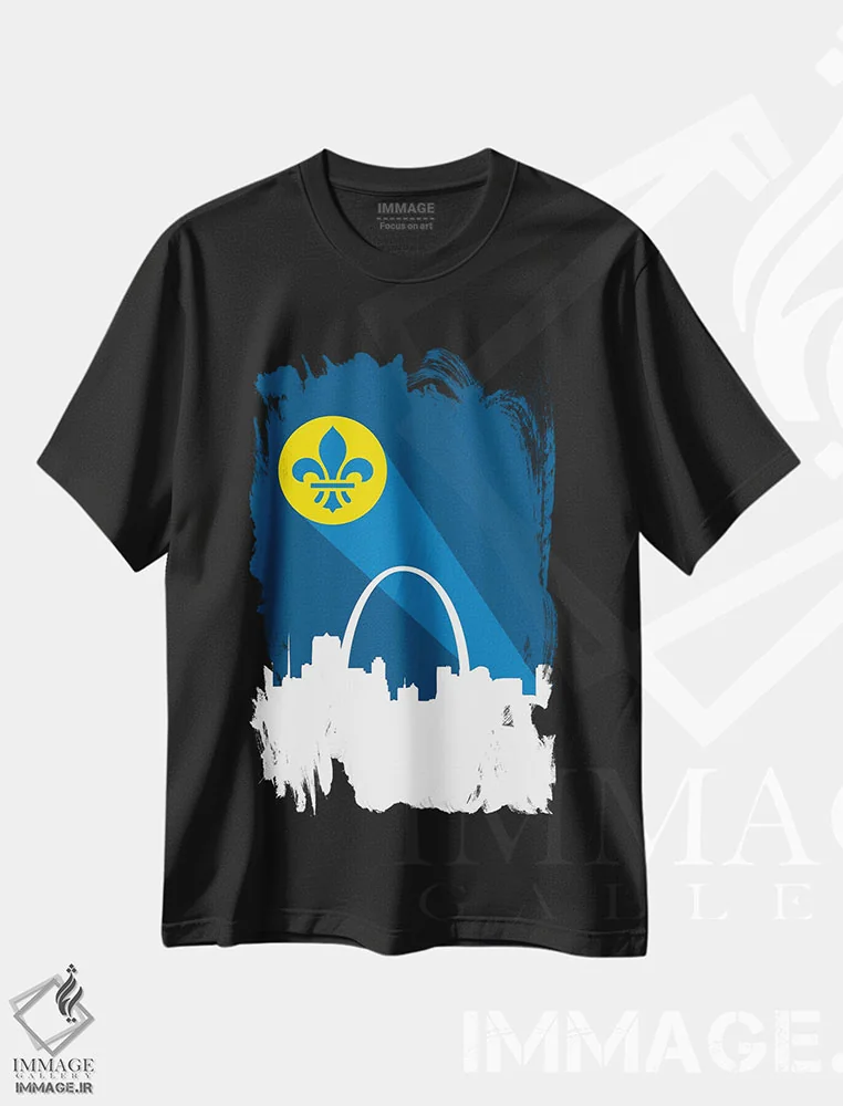 تیشرت مشکی طرح دار سیگنال ابرقهرمانی سنت لوئیس، هنر دیجیتال اثر پرینت های بنتون پارک | فروشگاه ایماژ