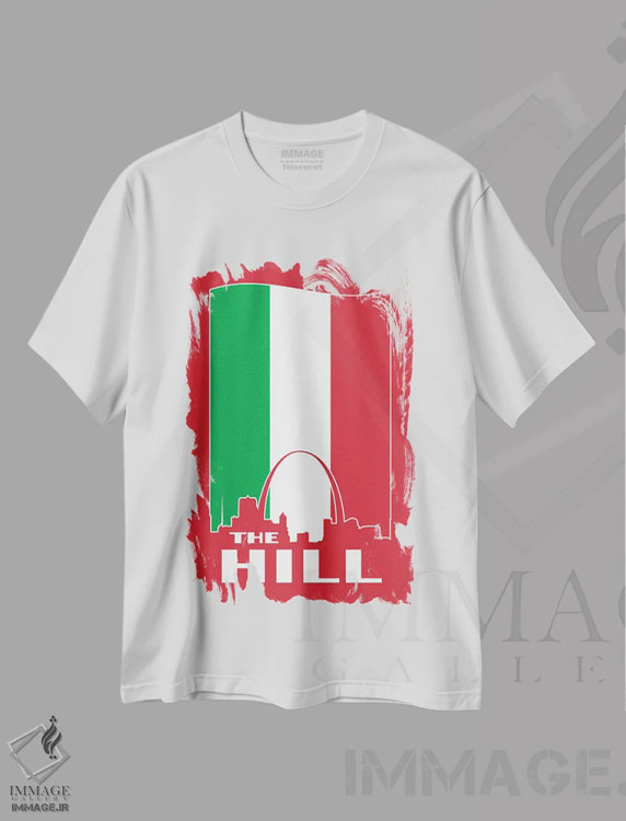 تیشرت سفید طرح دار تپه، هنر دیجیتال اثر پرینت های بنتون پارک | فروشگاه ایماژ