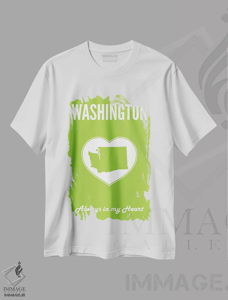 تیشرت سفید طرح دار واشنگتن، هنر دیجیتال اثر پرینت های بنتون پارک | immage.ir