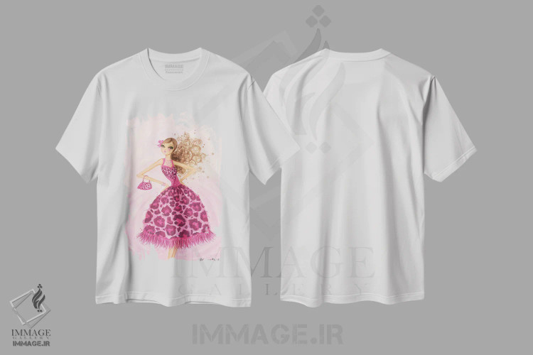 تیشرت سفید طرح دار پیراهن پلنگ صورتی، مدیوم اثر بلا پیلار | immage.ir