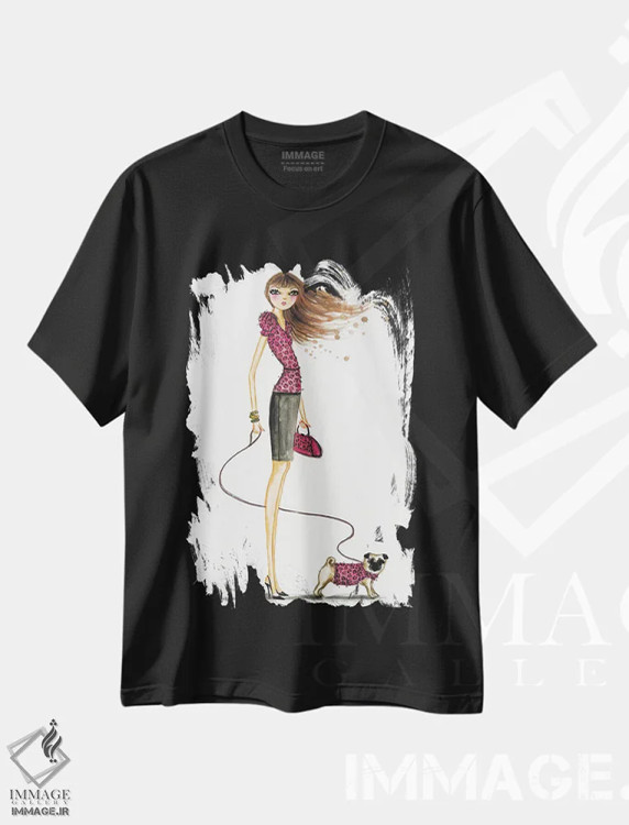 تیشرت مشکی طرح دار توله پرنسس، مدیوم اثر بلا پیلار | فروشگاه ایماژ