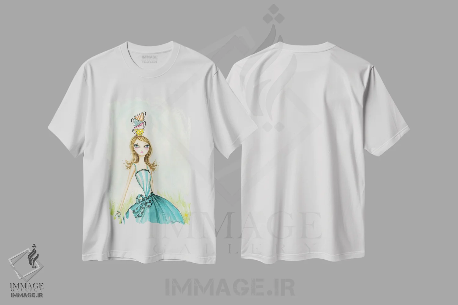 تیشرت سفید طرح دار زمان چای مهمانی چای، مدیوم اثر بلا پیلار | immage.ir