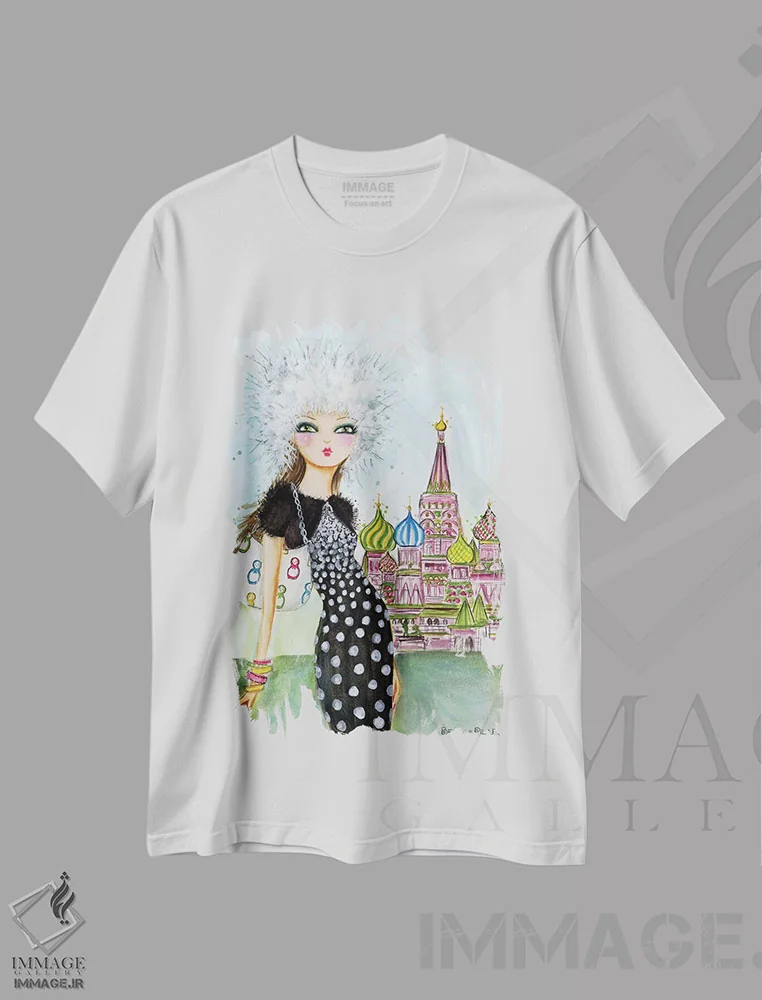تیشرت سفید طرح دار مسکو، مدیوم اثر بلا پیلار | immage.ir