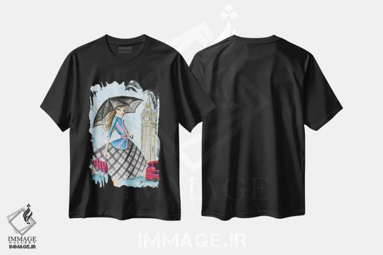 تیشرت مشکی طرح دار لندن، مدیوم اثر بلا پیلار | immage.ir