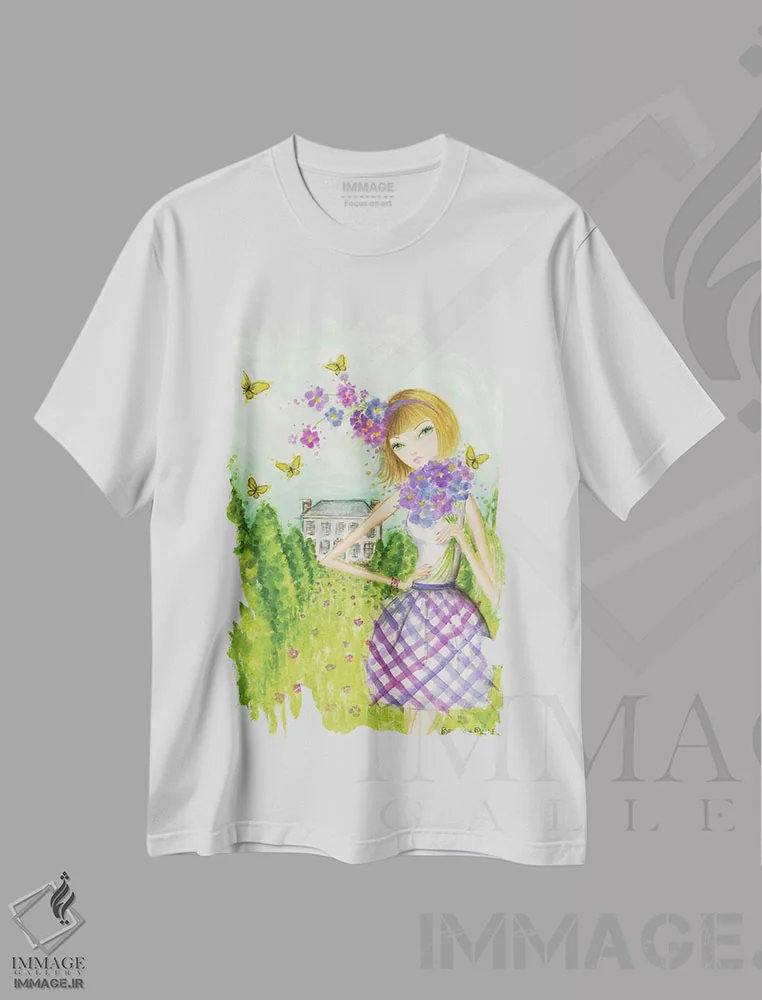 تیشرت سفید طرح دار بهار در سامر ساید شماره ۲، مدیوم اثر بلا پیلار | immage.ir