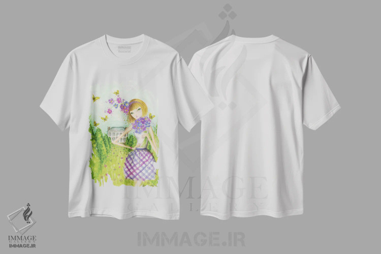 تیشرت سفید طرح دار بهار در سامر ساید شماره ۲، مدیوم اثر بلا پیلار | immage.ir
