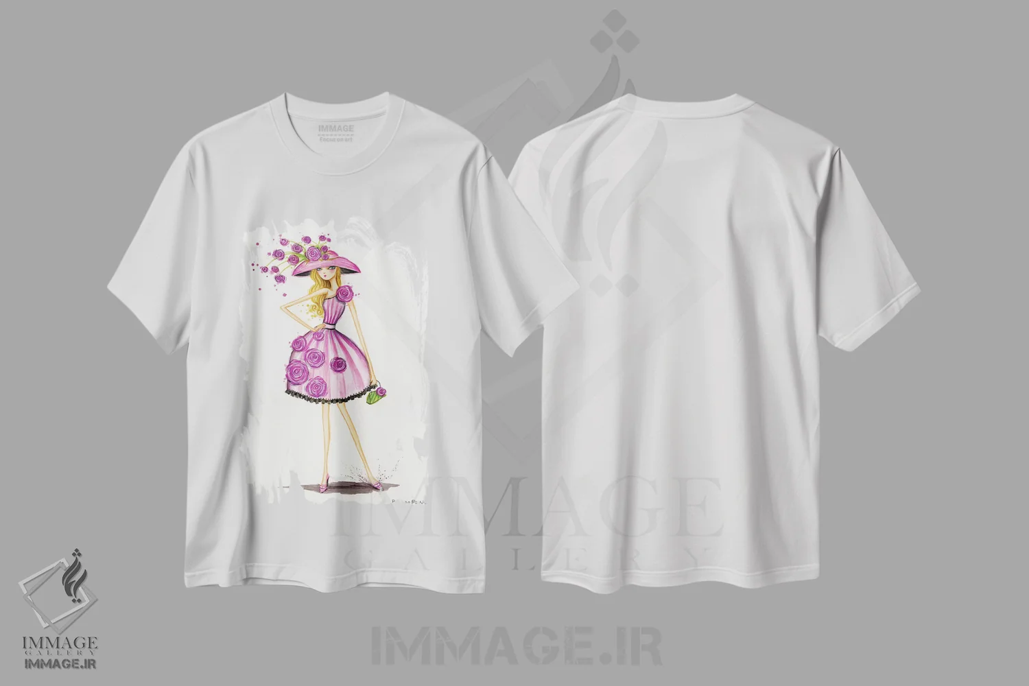 تیشرت سفید طرح دار کلاه باغبانی، مدیوم اثر بلا پیلار | فروشگاه ایماژ