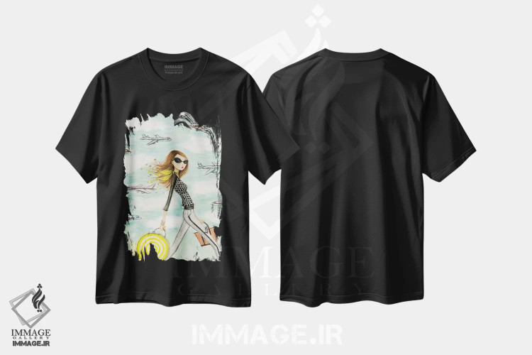 تیشرت مشکی طرح دار واندا در راه است، مدیوم اثر بلا پیلار | فروشگاه ایماژ