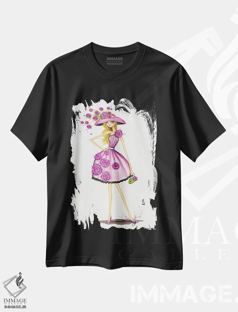 تیشرت مشکی طرح دار کلاه باغبانی، مدیوم اثر بلا پیلار | immage.ir