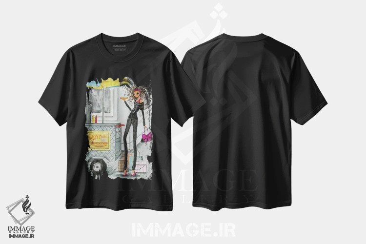 تیشرت مشکی طرح دار هات داگ نیویورکی، مدیوم اثر بلا پیلار | immage.ir