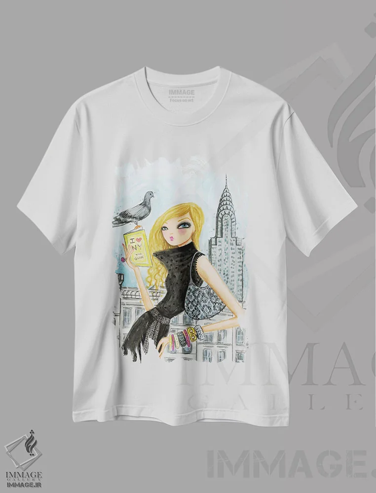 تیشرت سفید طرح دار راهنمای بازدیدکنندگان نیویورک، مدیوم اثر بلا پیلار | immage.ir
