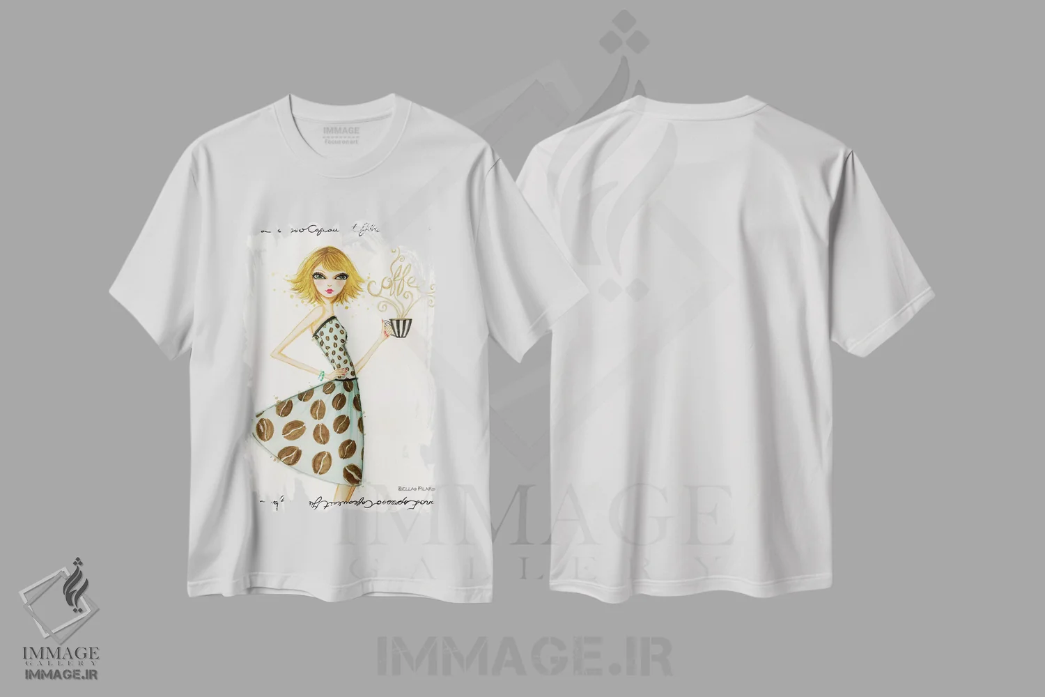 تیشرت سفید طرح دار لایلا با لاته اثر بلا پیلار | immage.ir