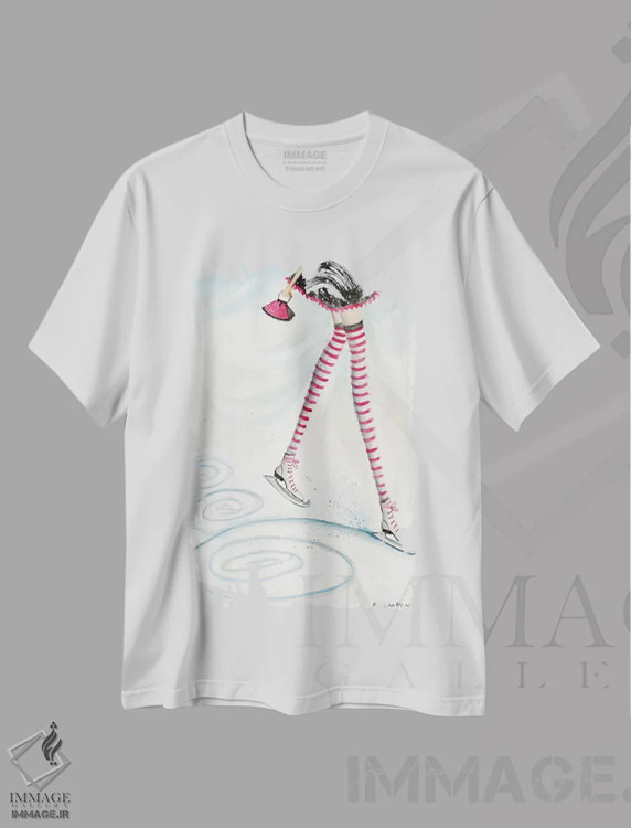 تیشرت سفید طرح دار اسکیت در جوراب های آب نبات چوبی، دکور تعطیلات اثر بلا پیلار | immage.ir