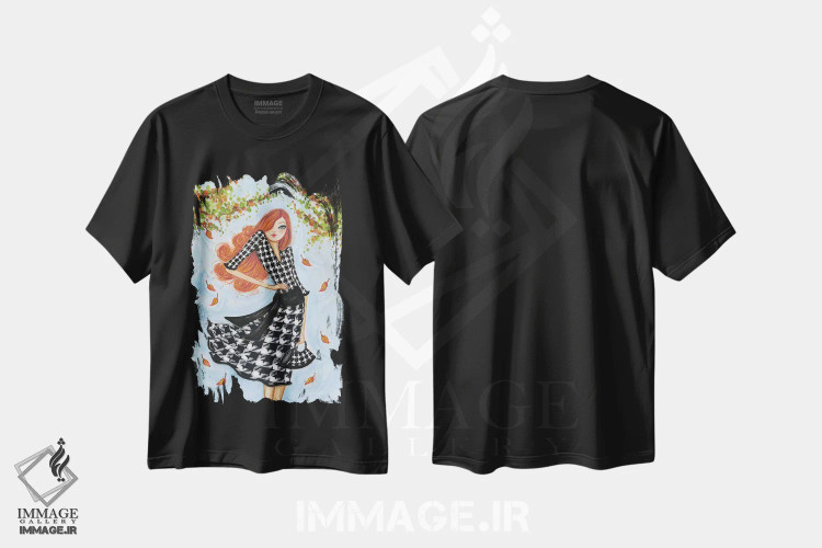 تیشرت مشکی طرح دار پیراهن زیبا با نقش پلیسه ای، دکور تعطیلات اثر بلا پیلار | immage.ir